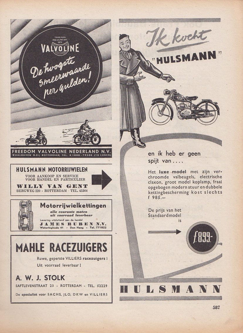 Hulsmann advertentie weekblad Motor nr. 22-1952