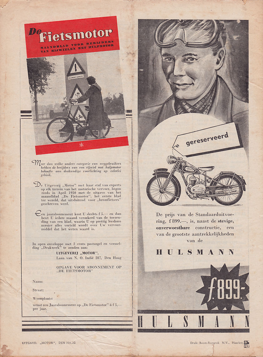 Hulsmann advertentie Weekblad Motor nr. 5 1952