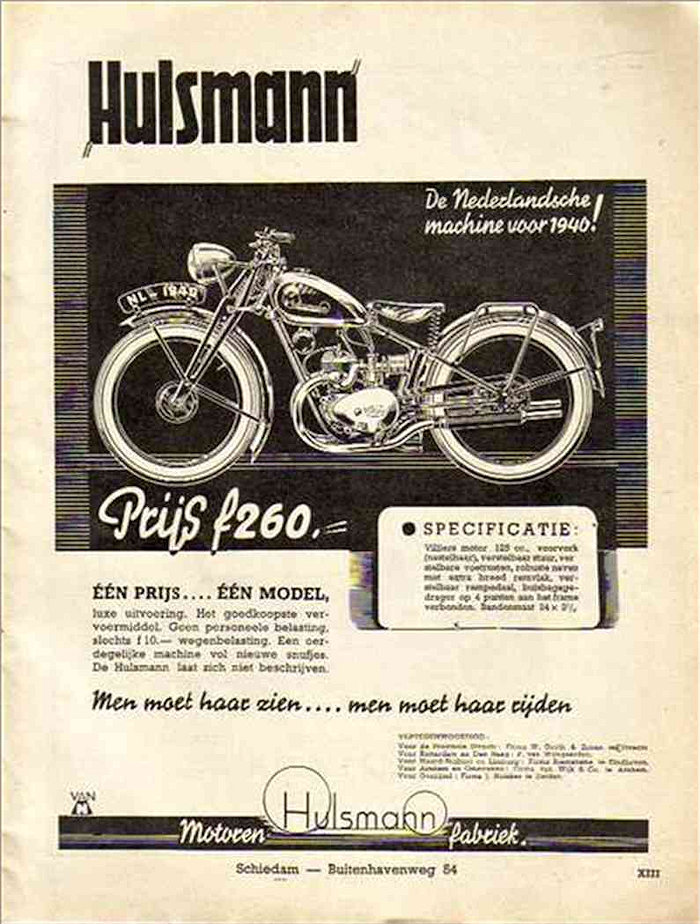 Hulsmann advertentie eind 1939