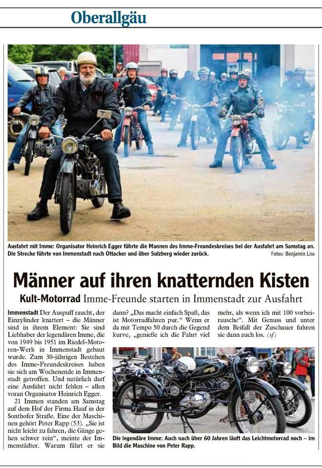 Article about the Imme Freundeskreis meeting in the Allgäuer Anzeigeblatt
