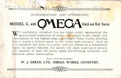 Front of the Omega catalogue of 1920
