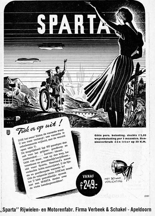 Sparta advertentie, waarschijnlijk uit de Auto Kampioen, augustus 1939