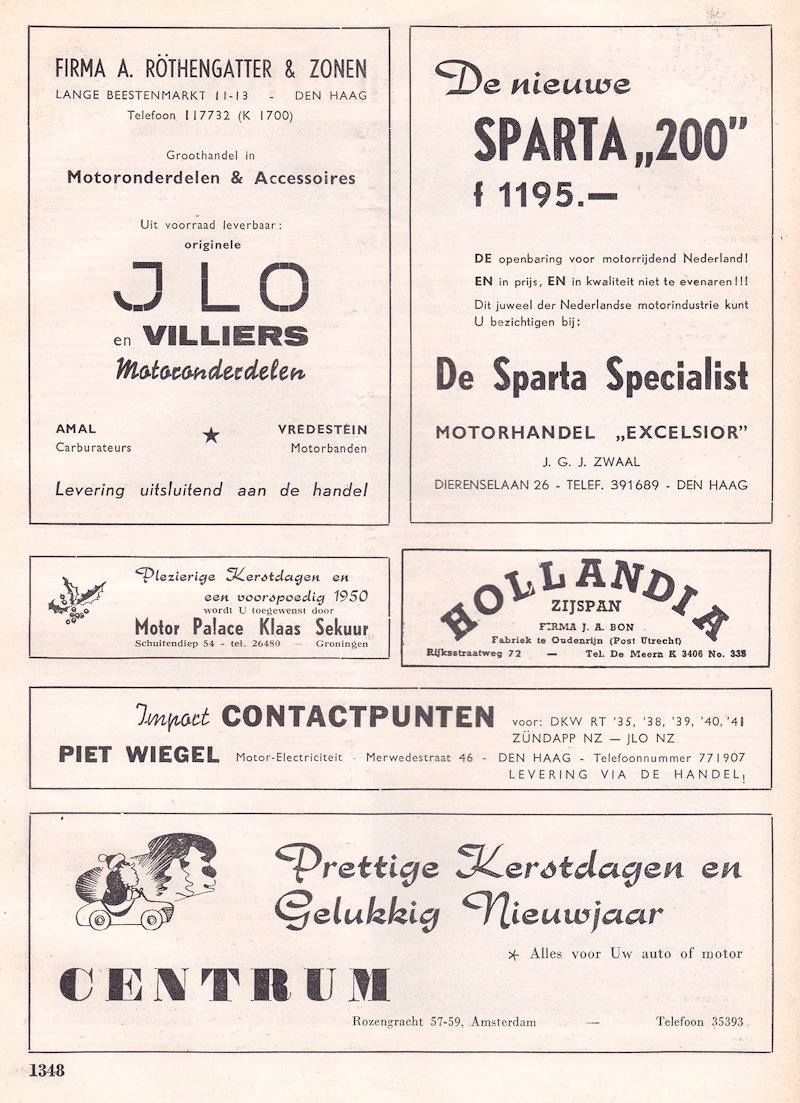 Sparta advertentie uit weekblad Motor, nr. 51 uit 1949