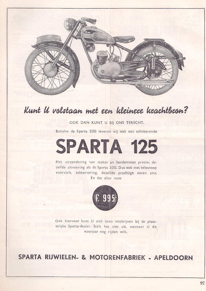 Sparta advertentie uit weekblad Motor, nr. 05 uit 1950