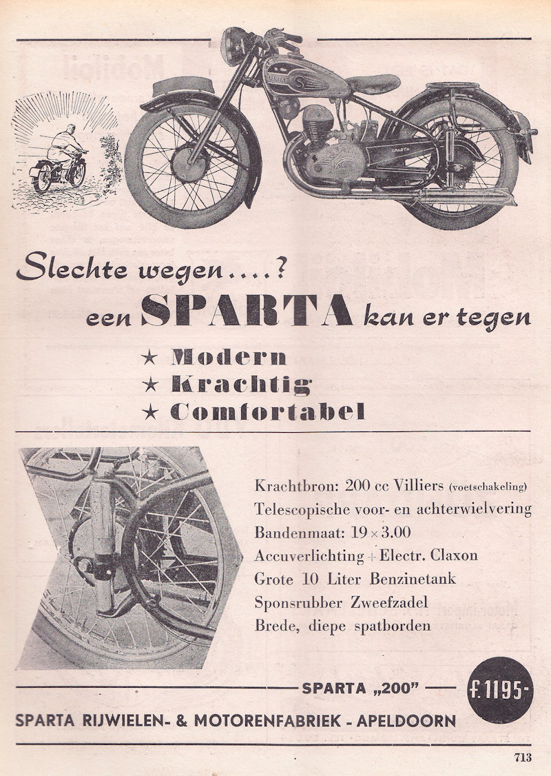 Sparta advertentie uit weekblad Motor, nr. 28 uit 1950