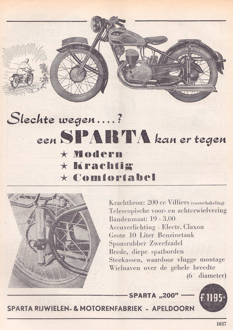 Sparta advertentie uit weekblad Motor, nr. 39 uit 1950