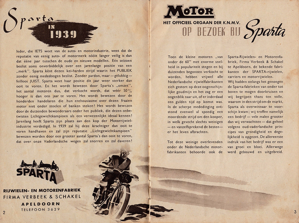 Sparta motorfietsen folder 1939