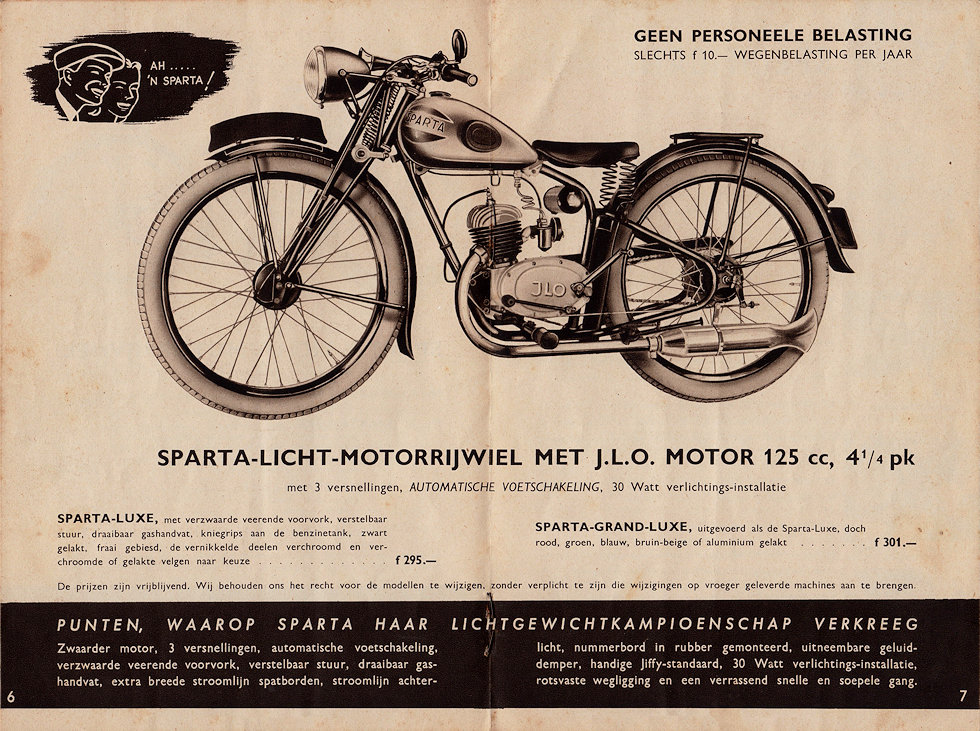 Sparta motorfietsen folder 1939