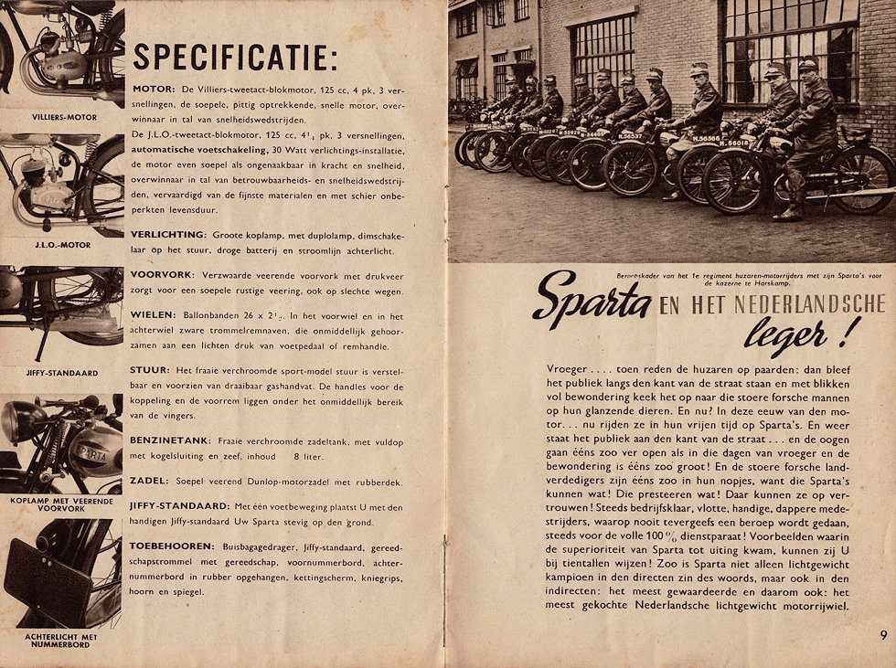Sparta motorfietsen folder 1939