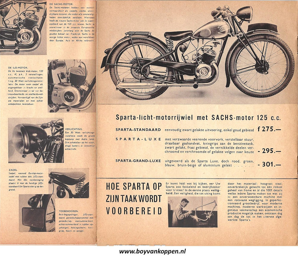 Sparta motorfietsen folder 1940