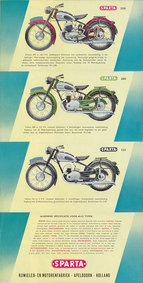 Sparta motorfietsen folder 1955